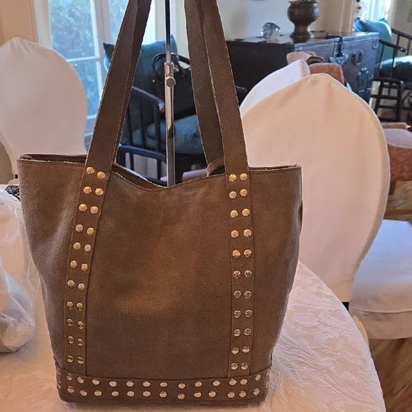 Chic Studded Tote Bag in Taupe - Picture 5 of 5